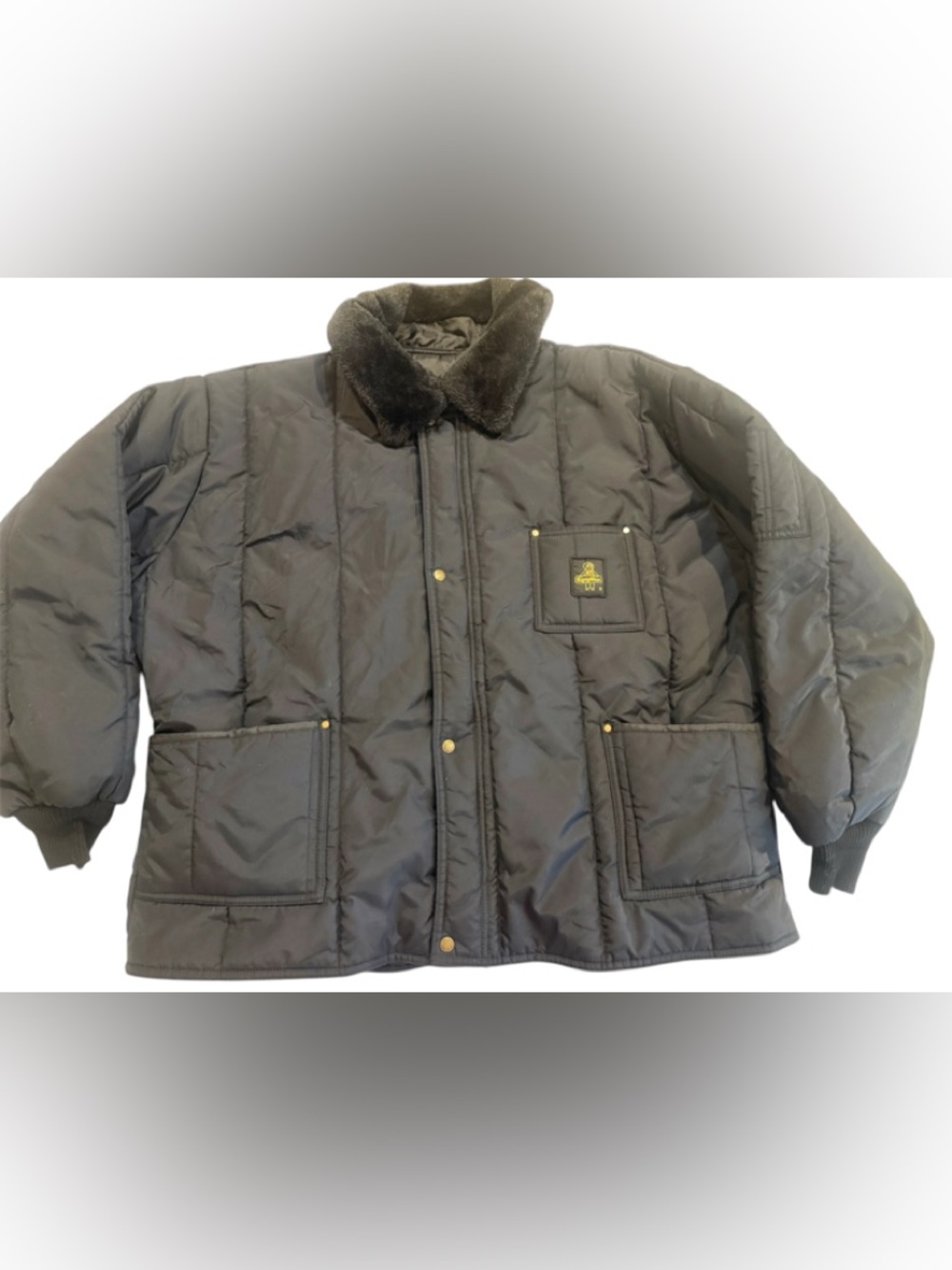 Vintage 80s Refrigiwear Insulated Jacket Size 5X 
Black or Very Dark Blue Zip